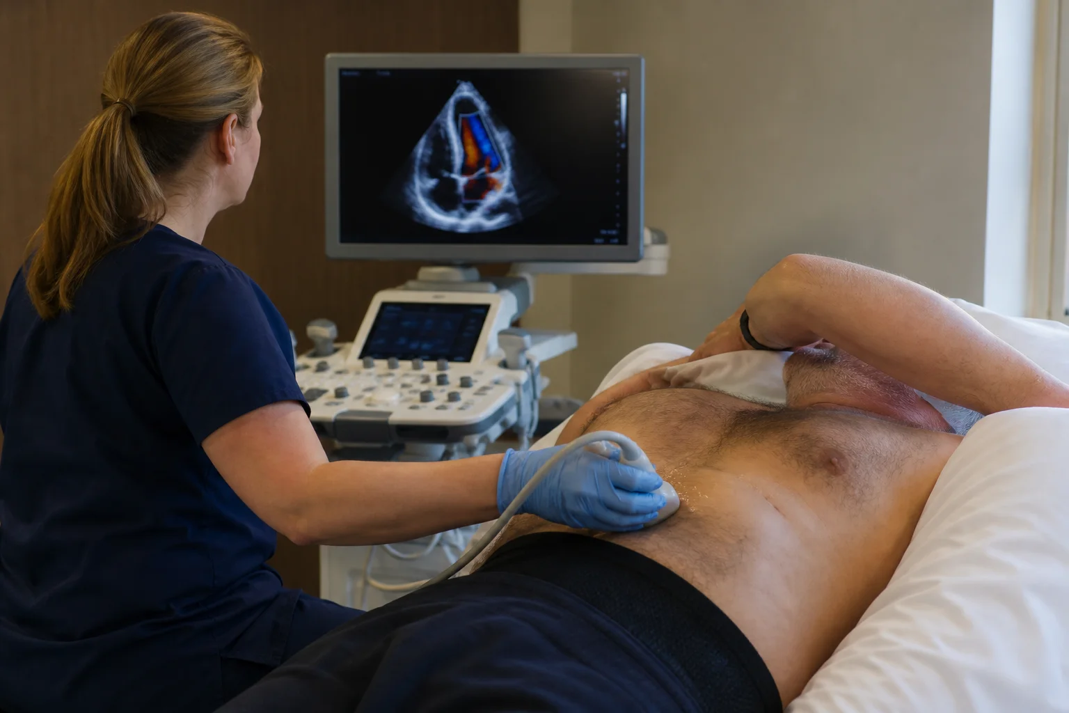 Echocardiogram being performed at Be Well Primary Health Care Center
