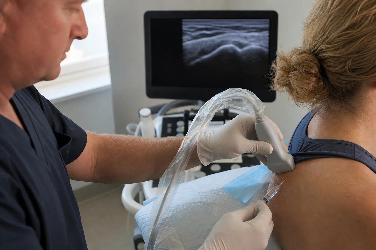 Ultrasound-guided joint injection at Be Well Primary Health Care Center